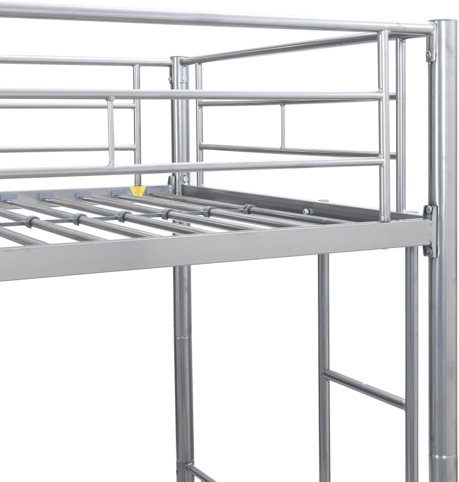 BUNK Bed Pink Twin Over Twin (Silver + Metal-1)
