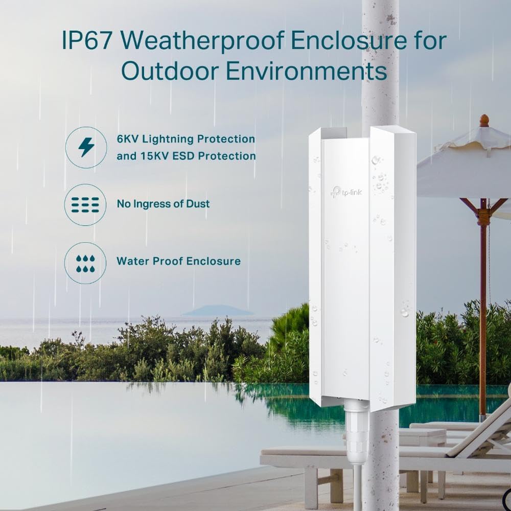 TP-Link Omada Long Range Outdoor Access Point,WiFi Extender Outdoor Universal Compatible,WiFi 6 AX1800 Dual Band-IP68 Weatherproof-Seamless Roaming-| Omada Remote Managed(EAP610-Outdoor),(Pack of 10)
