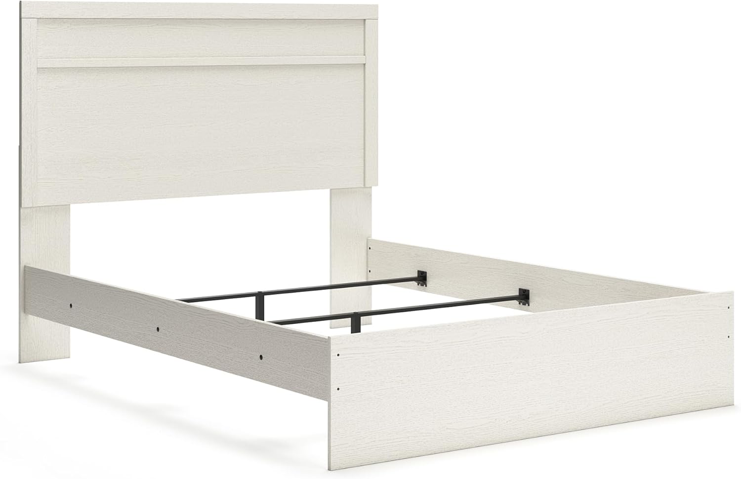 Signature Design by Ashley Stelsie Vintage Queen Panel Bed with Metal Slats, Foundation or Box Spring Needed, White