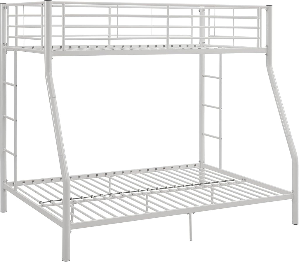 Walker Edison Dunning Urban Industrial Twin Over Double Metal Bunk Bed, Twin Over Double, White