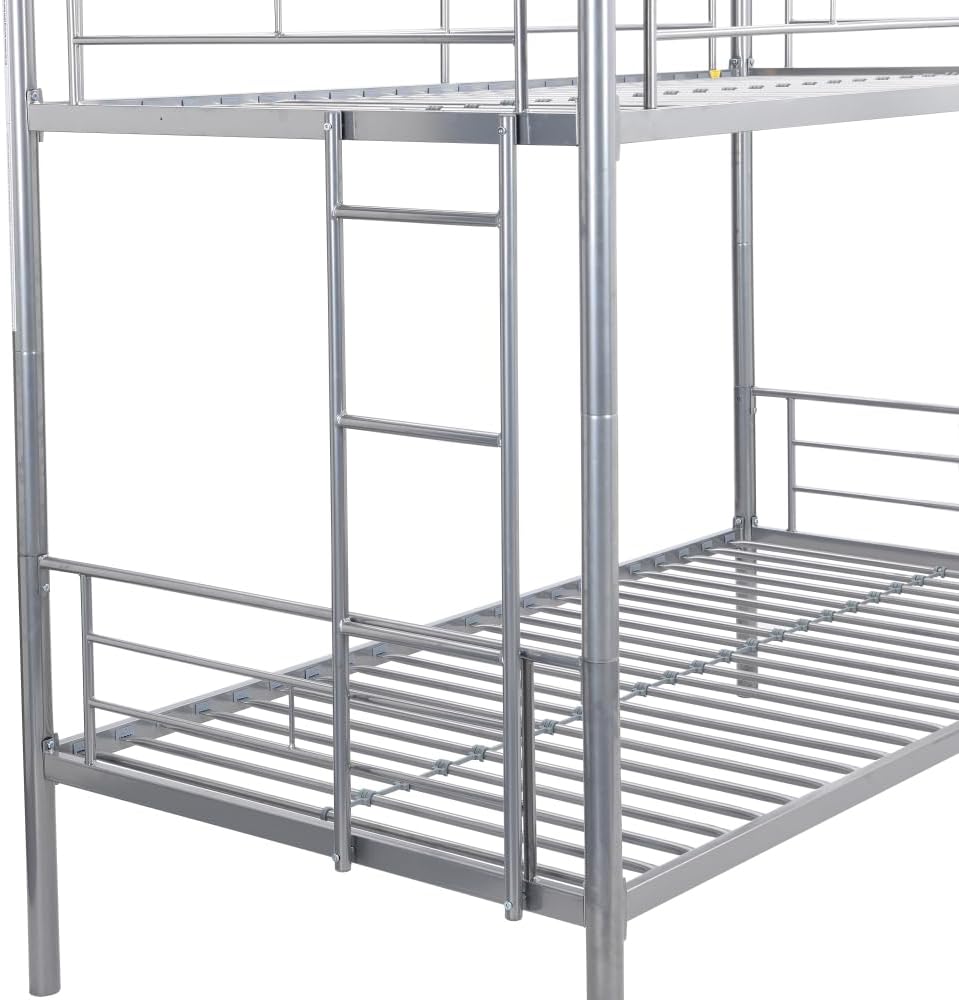 BUNK Bed Pink Twin Over Twin (Silver + Metal-1)