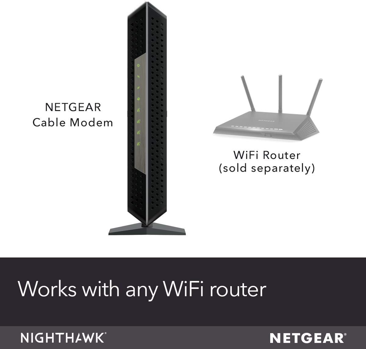 NETGEAR Nighthawk Cable Modem CM1200 - Compatible with All Cable Providers Including Xfinity by Comcast, Spectrum, Cox | for Plans Up to 1 Gbps | 4 x 1G Ethernet Ports | DOCSIS 3.1, Black
