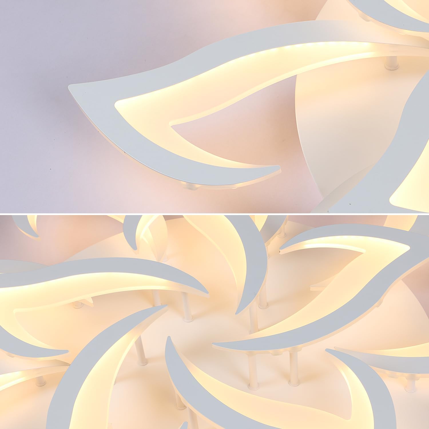 Goeco Modern Ceiling Light, LED Dimmable White 14-Petals Acrylic Flower Design Flush Mount Ceiling Light, 3000K-6500K with APP/Remote Control for Living Room, Dining Room, Kitchen