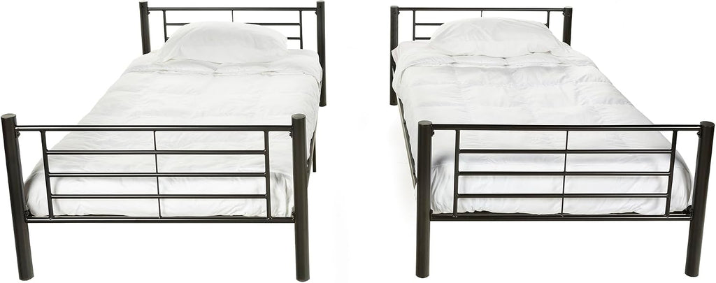 Walker Edison Elodie Urban Industrial Twin Over Twin Metal Bunk Bed, Twin Over Twin, Black