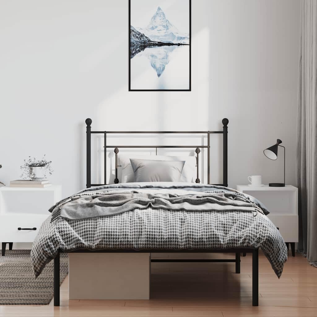 Twin Bed Frame Black Powder-Coated Steel Rectangular with Ample Underbed Storage Space, Modern Durable Metal Frame for Bedroom Furniture in Twin Size