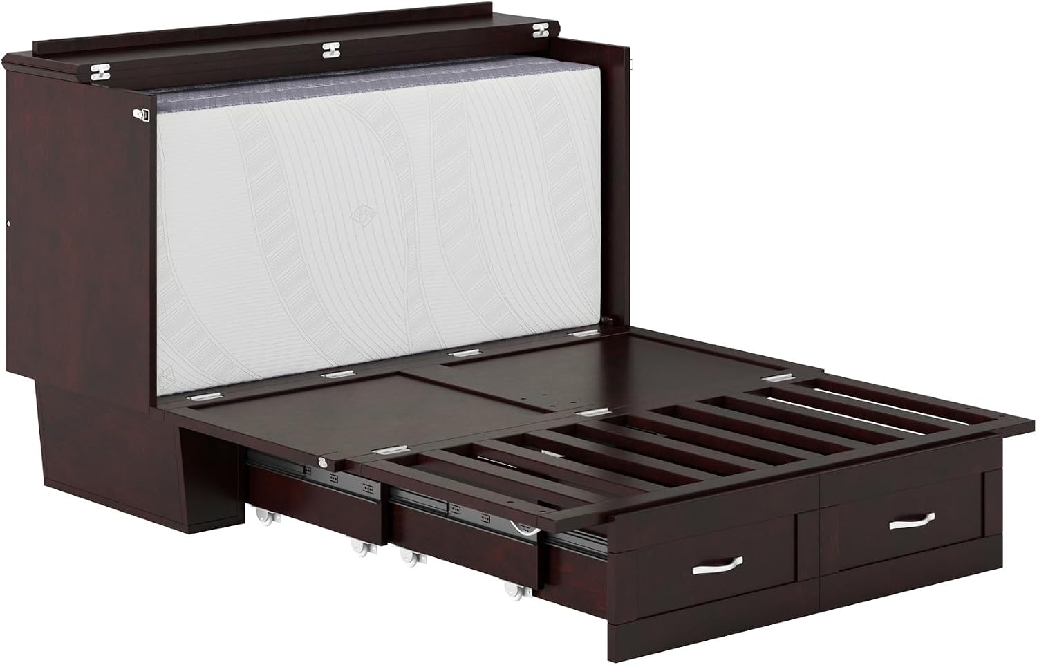 AFI, Monroe Full Murphy Bed Chest with 6' Mattress, Storage Drawer & Built-in USB Charger, Espresso