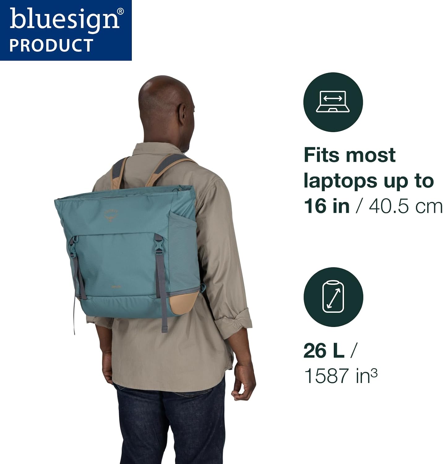 Osprey Daylite Large Tote Weekend Pack - Shoulder or Backpack Carry with Laptop Sleeve & Shoe Compartment, Torrent Blue