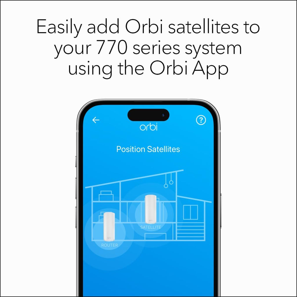 NETGEAR Orbi 770 Series Tri-Band WiFi 7 Mesh Add-on Satellite (RBE770) – Works with Orbi RBE772 and RBE773, Security Features, Up to 11Gbps, Covers up to 2,750 sq ft, 2.5 Gig LAN Ports