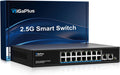 18 Ports 10Gb Unmanaged Ethernet Switch with 16*2.5G Base-T Ports, 2*10G RJ45 Ports. 120Gbps Switching Capacity, GiGaPlus 10Gbps Network Switch for 2.5G/10Gbps NAS/PC, WiFi6 Router, Wireless AP
