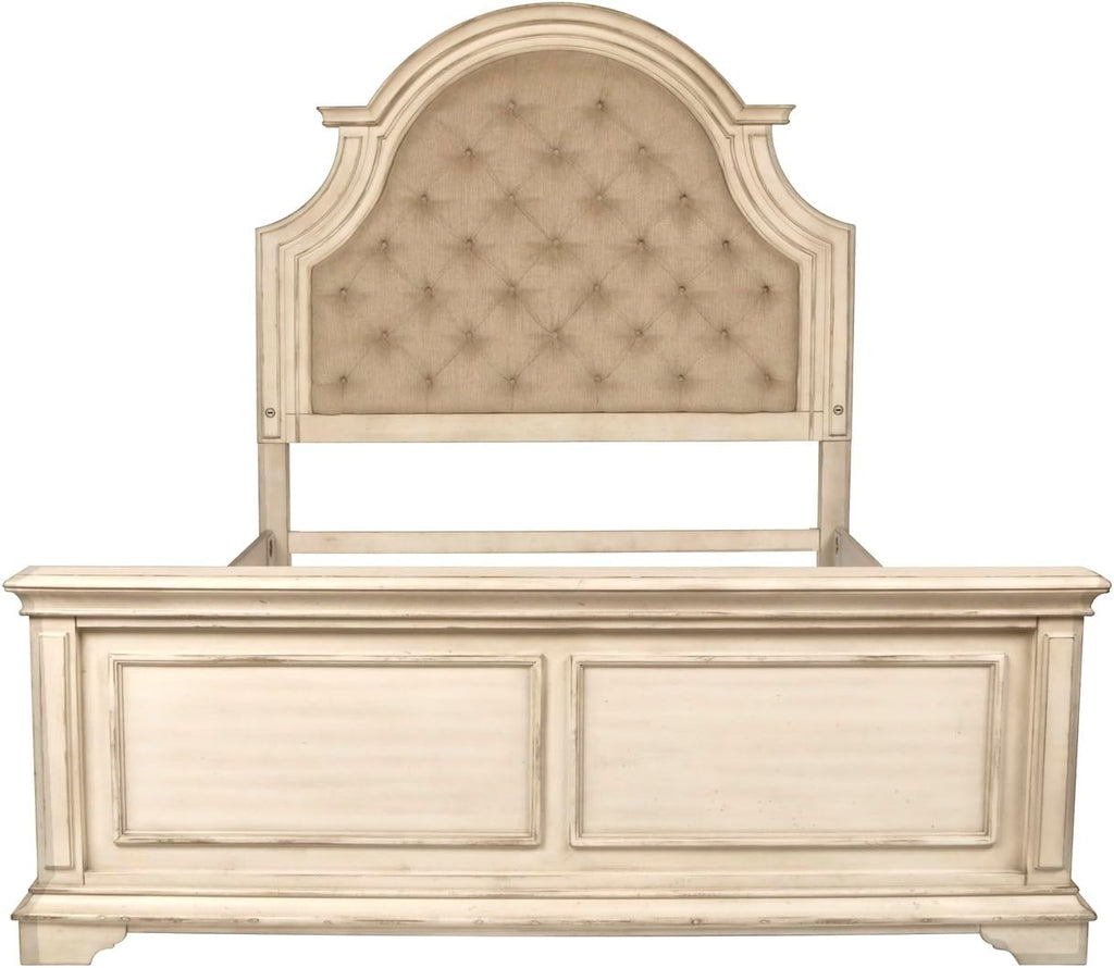 New Classic Furniture Anastasia Solid Wood King Bed, Antique White
