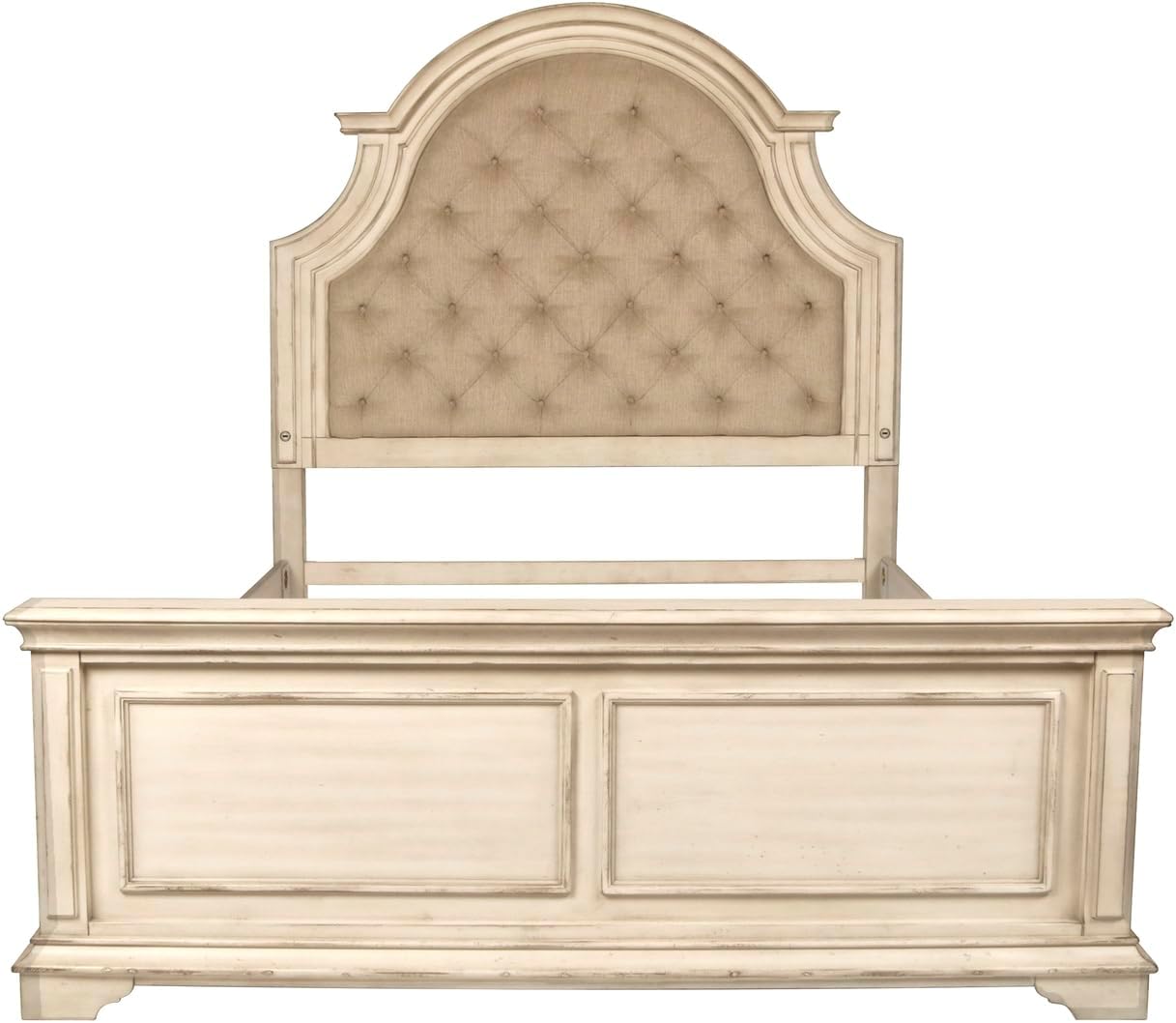 New Classic Furniture Anastasia Solid Wood California King Bed, Antique White