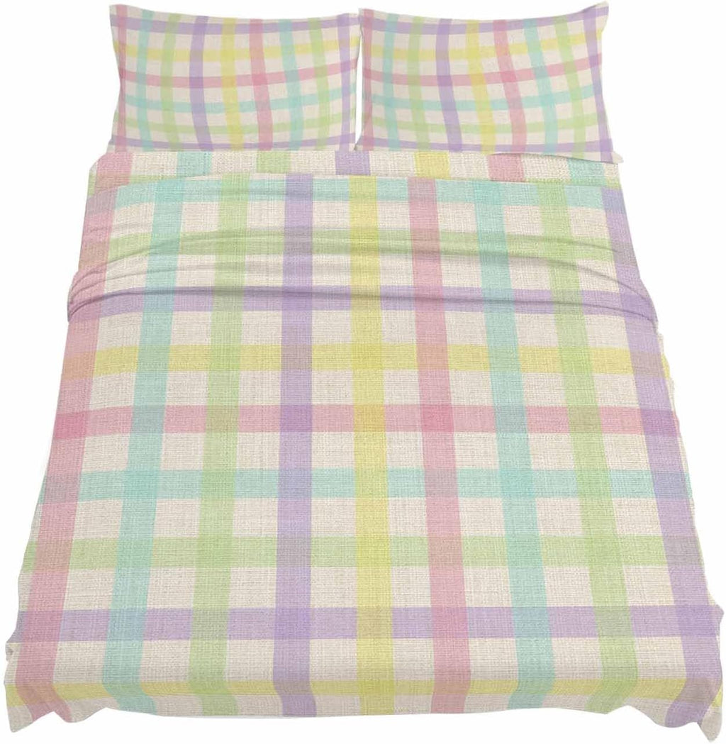 Green Beige Plaid Cal King Sheet Set 4 Piece Bedding - Farmhouse Art Checkered Rustic Breathable Comfy Cooling Bed Sheets & Pillowcase Sets, Hotel Luxury Flat Sheets Deep Pockets Fitted Sheet