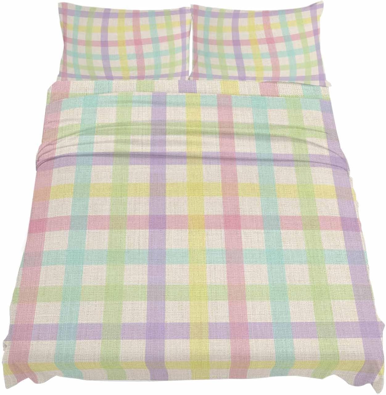 Green Beige Plaid Cal King Sheet Set 4 Piece Bedding - Farmhouse Art Checkered Rustic Breathable Comfy Cooling Bed Sheets & Pillowcase Sets, Hotel Luxury Flat Sheets Deep Pockets Fitted Sheet