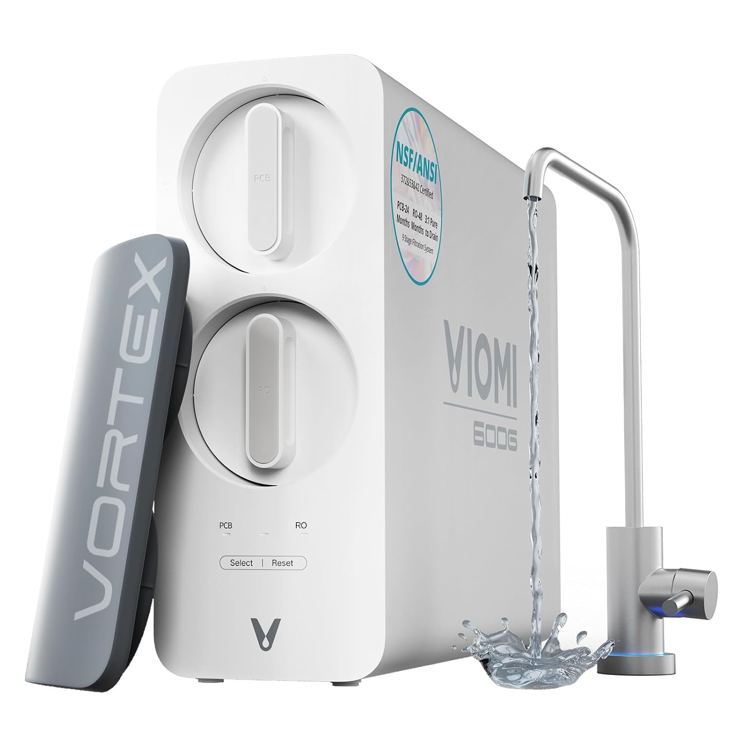 VIOMI 600GPD RO Water Filtration System, TDS and PFOS/PFOA Reduction, 9-Stage Reverse Osmosis Water Filter, NSF/ANSI 42, 53, and 372 Certified, Tankless Reverse Osmosis System Under Sink with Faucet