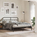 Queen Metal Bed Frame with Steel Headboard Platform Bedframe Black Sturdy Underbed Storage Space No Mattress Included for Bedroom Furniture