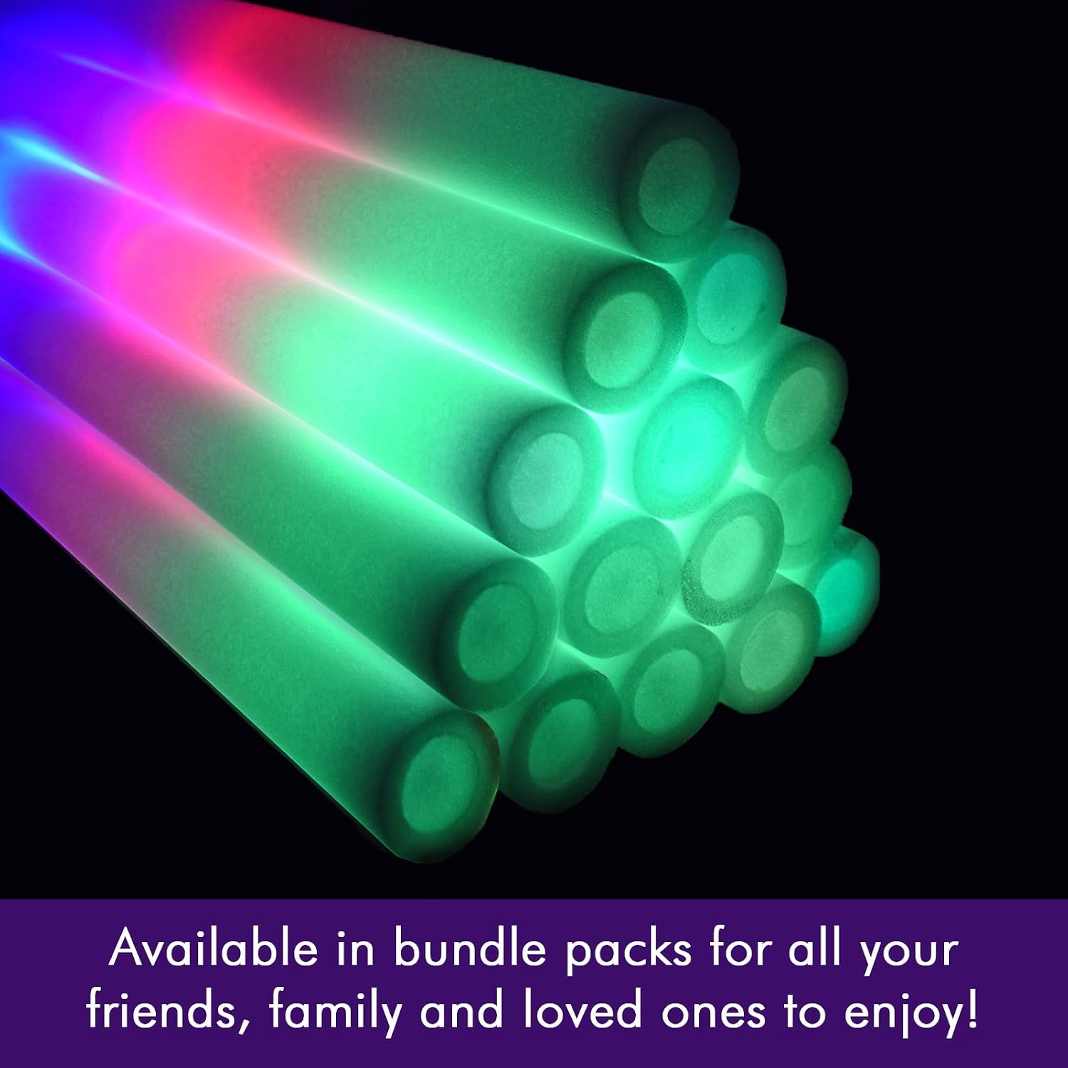Pack of 100, Custom LED Party Foam Light Sticks for Wedding, Birthdays, Guests, Party, DJ, Concerts, Festivals, Events, 3 Color Lighting Modes Batteries 16'