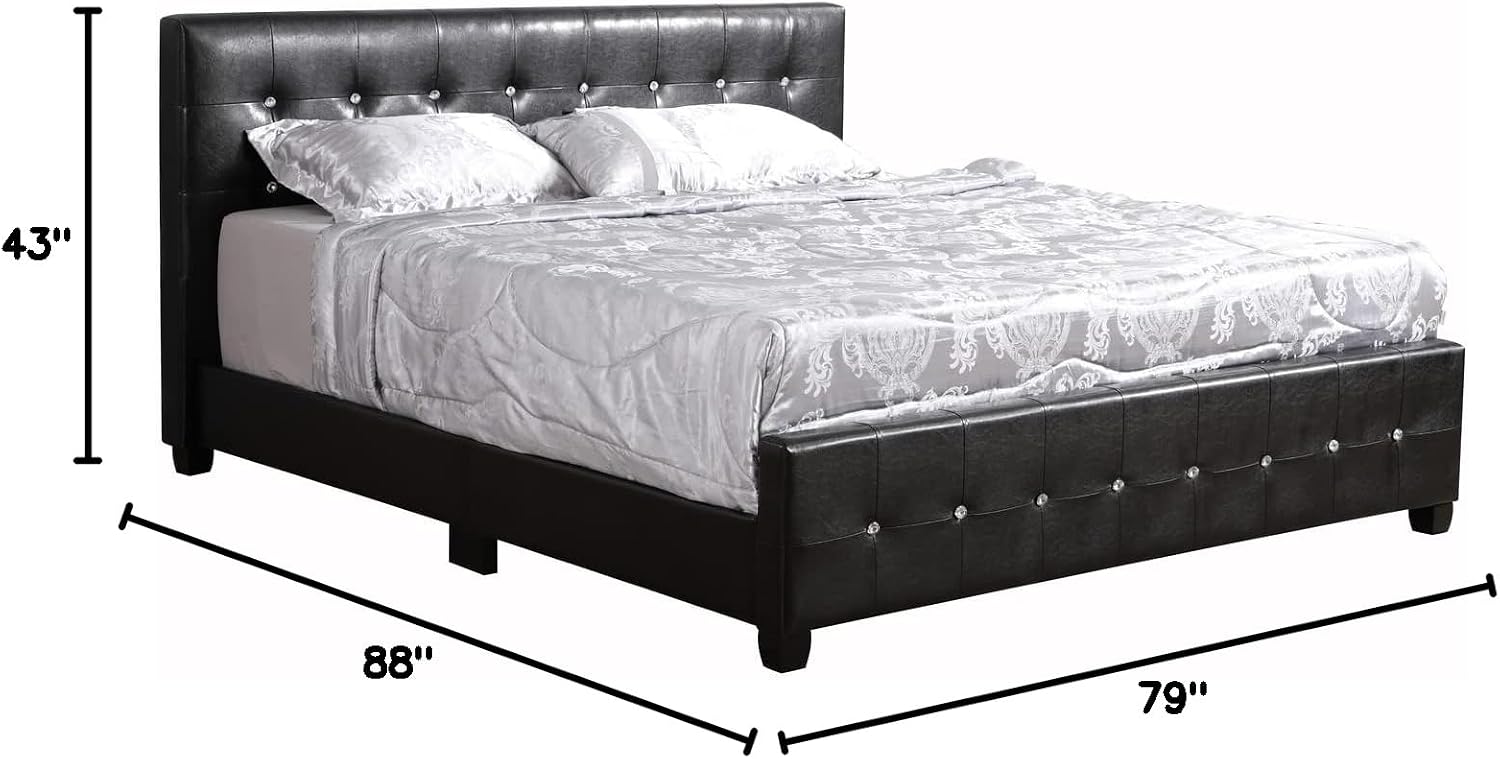 Glory Furniture Diamond Faux Leather Upholstered King Bed in Black