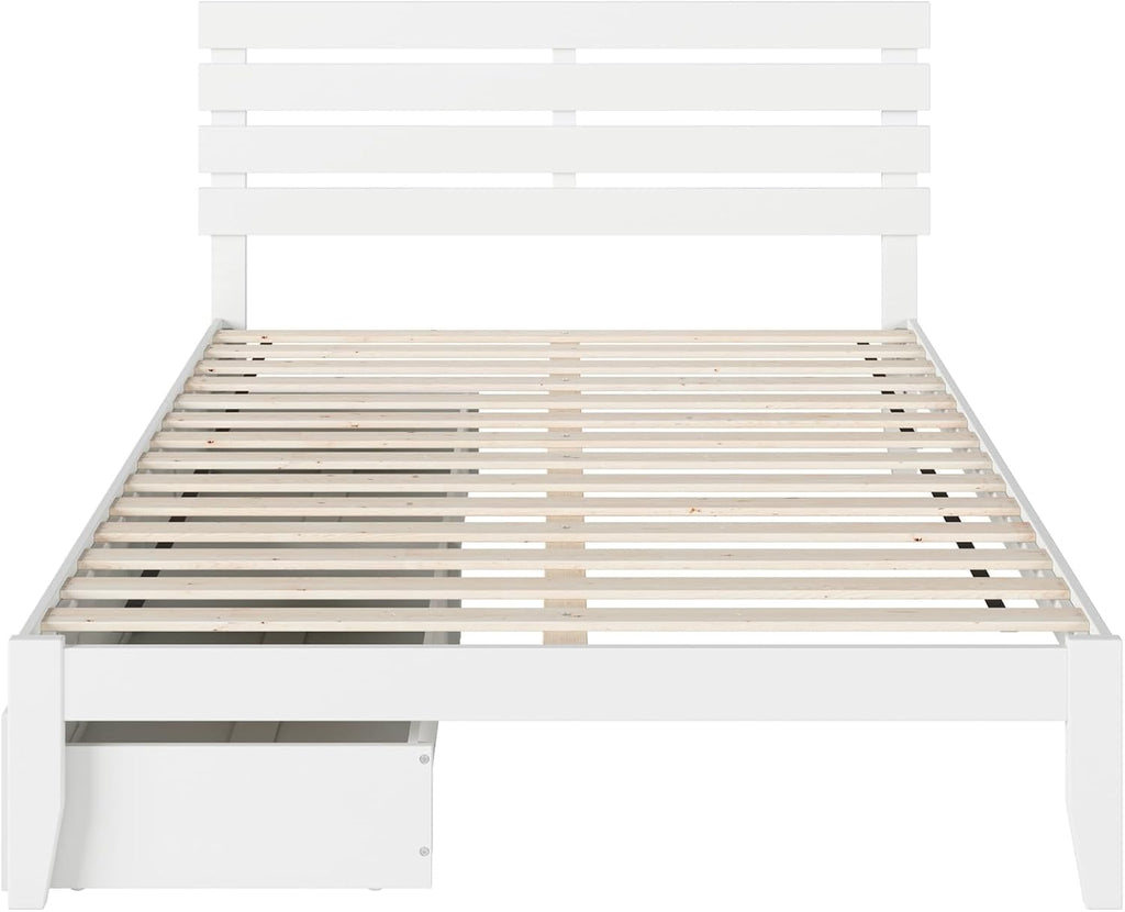 AFI, Oxford Queen Platform Bed with Set of 2 Underbed Storage Drawers, White