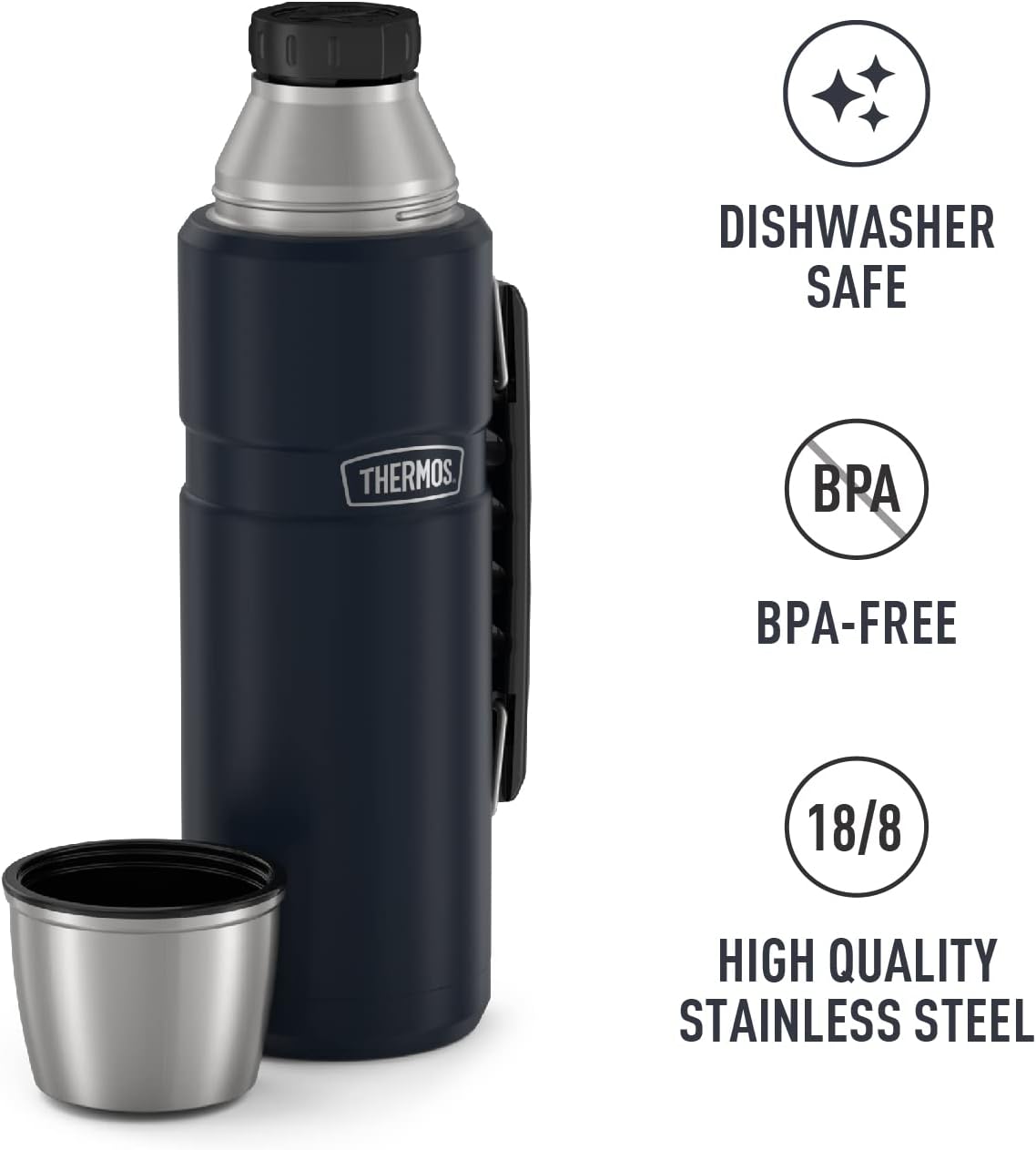 THERMOS Stainless King Vacuum-Insulated Beverage Bottle,40 Ounce,Midnight Blue,(Pack of 4)