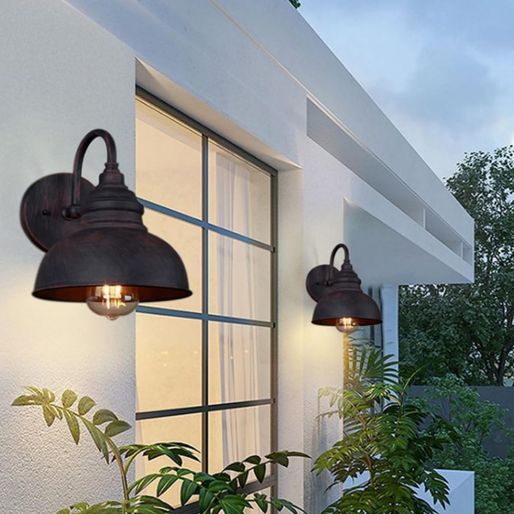 Aplique de pared Exterior Vintage de Cuello de cisne E26/E27, apliques de Hierro inoxidable, luminarias impermeables Amen, para puerta o terraza Exterior.