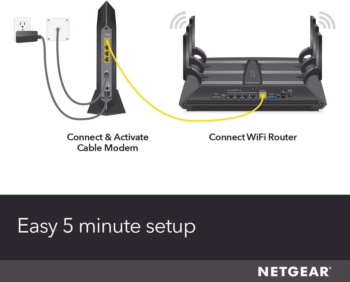 NETGEAR Nighthawk Cable Modem CM1200 - Compatible with All Cable Providers Including Xfinity by Comcast, Spectrum, Cox | for Plans Up to 1 Gbps | 4 x 1G Ethernet Ports | DOCSIS 3.1, Black