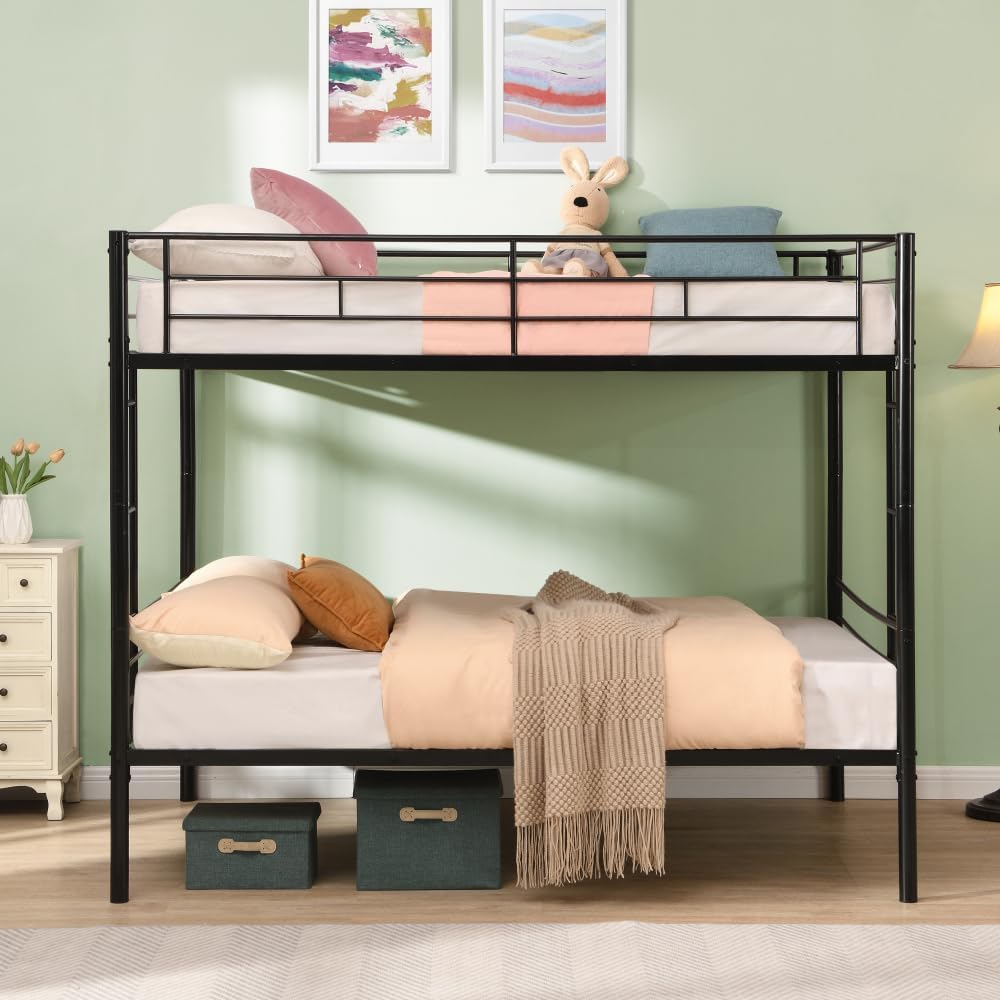 BUNK Bed Pink Twin Over Twin (Black + Metal-4)