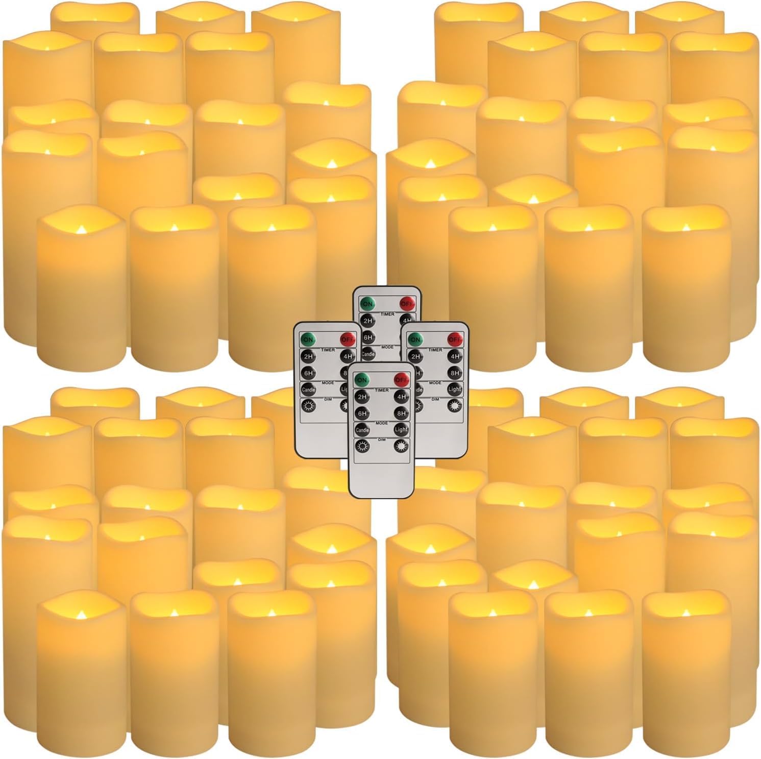 YOROXRG Set of 72 Waterproof Outdoor Flameless Candles, LED Candles with 4 Remote and Timer,(H 4' 5' 6' x D 2.2'),for Halloween Wedding Festiv
