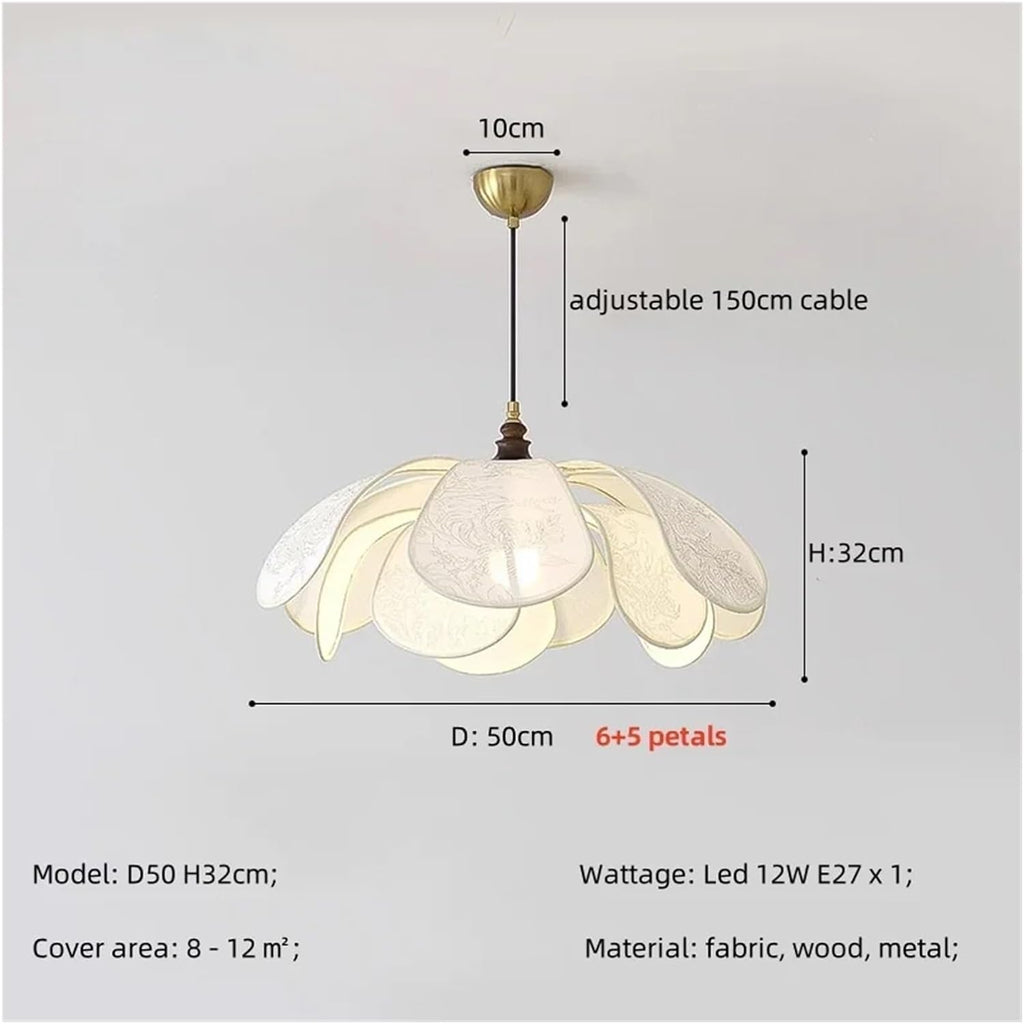 Nordic Creamy Style Led Pendant Lights Bedroom Print Fabric Chandelier Retro Dining Room Suspend Lamp Led Luminarias