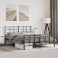 Metal Bed Frame Queen Size with Footboard Black 59.1x78.7 Inches Sturdy Steel Platform Bed Frame with Underbed Storage Space for Bedroom