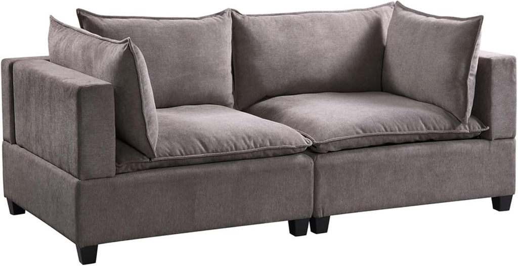 Daesar Love Seat Couches, Wood Frame, Light Grey Fabric Sofa Furniture for Small Space, Living Room, Bedroom, Studio, Apartment
