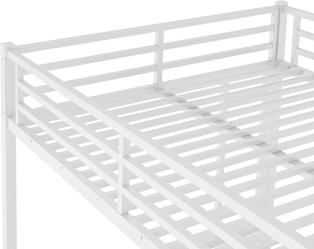 JIVOIT Queen Over Queen Bunk Bed, Heavy-Duty Metal Bunk Bed Frame with Safety Guardrails & Metal Slat Support for Teens and Adults, Space-Saving/Noise Reduced/No Box Spring Needed