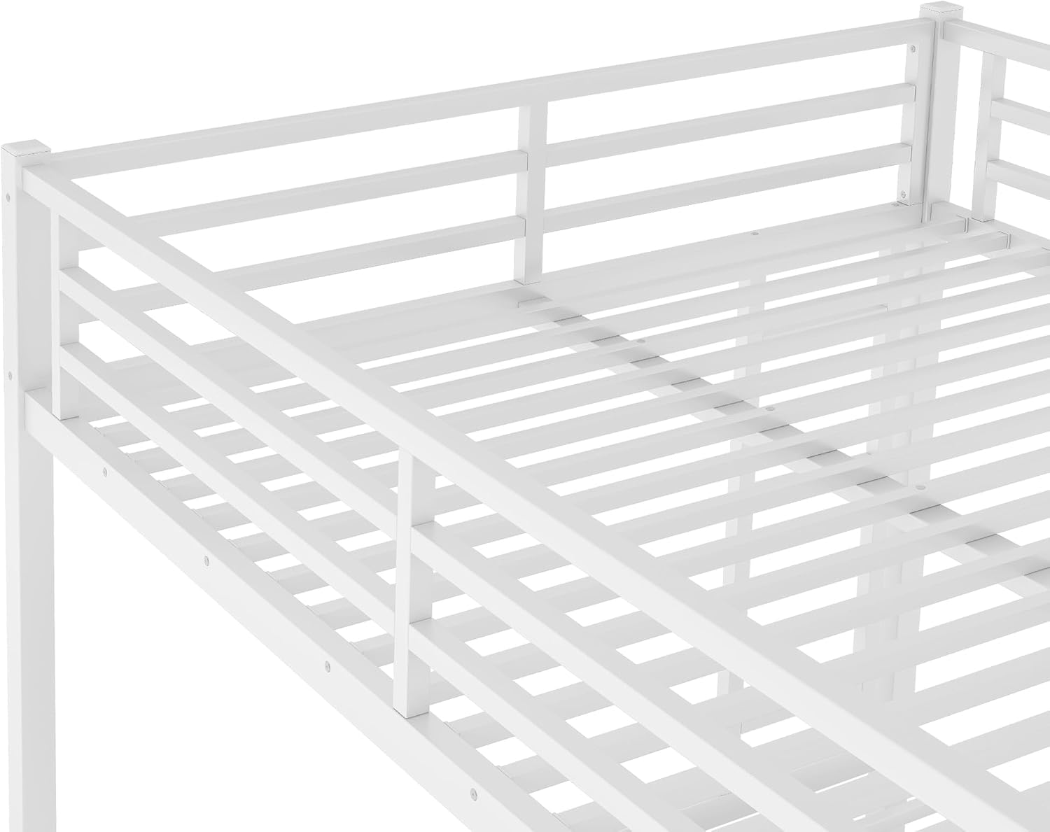JIVOIT Queen Over Queen Bunk Bed, Heavy-Duty Metal Bunk Bed Frame with Safety Guardrails & Metal Slat Support for Teens and Adults, Space-Saving/Noise Reduced/No Box Spring Needed