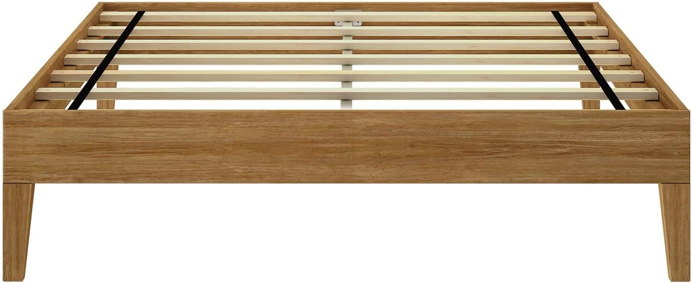 Plank+Beam Solid Wood Platform Bed Frame, Strong Wood Slat Support, No Box Spring Needed, Easy Assembly, Pecan, Full