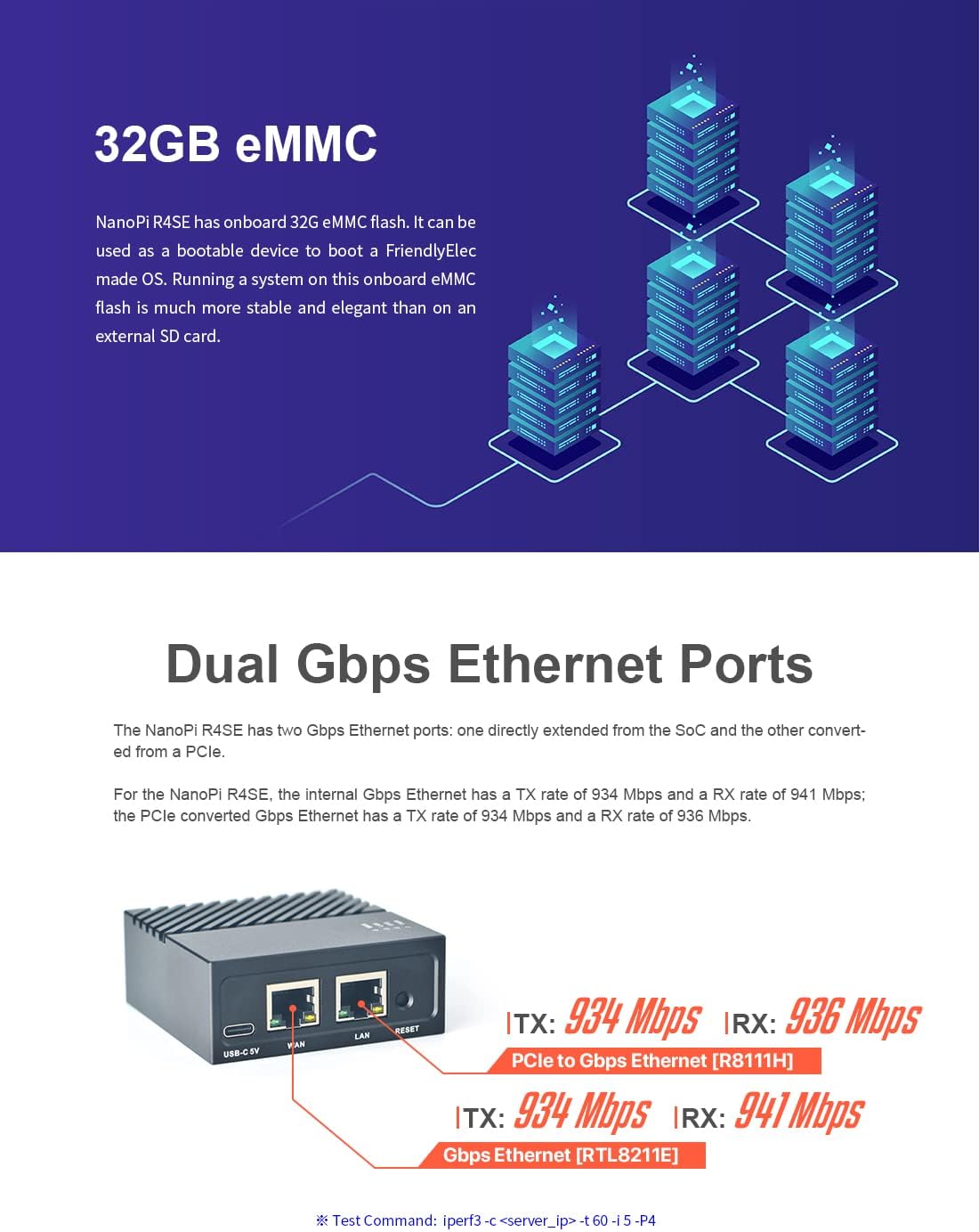 Nanopi R4SE Computer Mini WiFi Router OpenWRT - Dual 2.5G Gbps Ethernet - 4GB LPDDR4 RAM 32GB eMMC - Rockchip RK3399 SoC for IoT NAS Smart Home Gateway Support Linux Ubuntu (with MAC Chip)