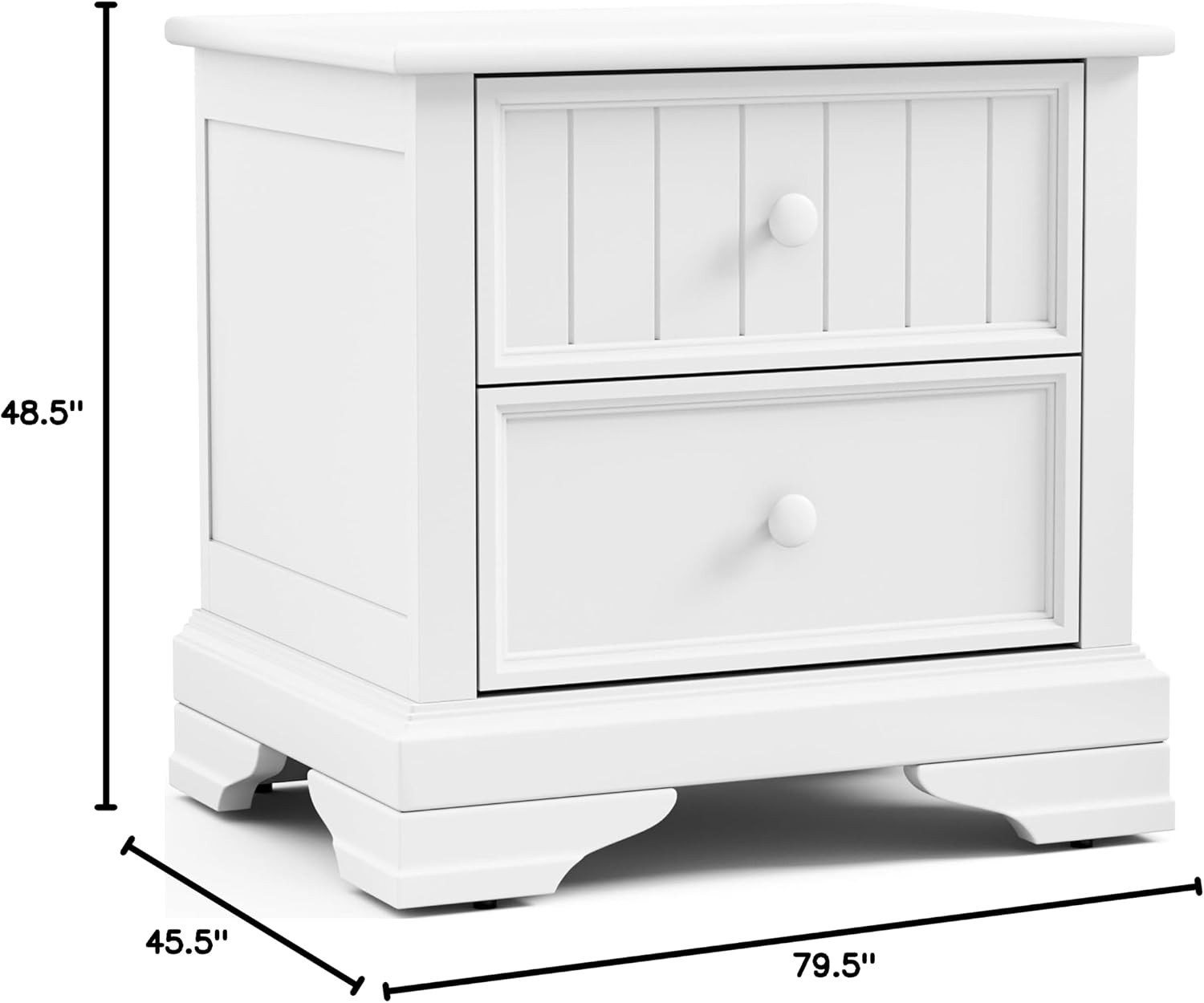Furniture of America Darden Modern Solid Wood 3-Piece Bedroom Collection with Twin Captain Bed, Trundle and 2-Drawer Nightstands Set of 2, No Box Spring Required, White