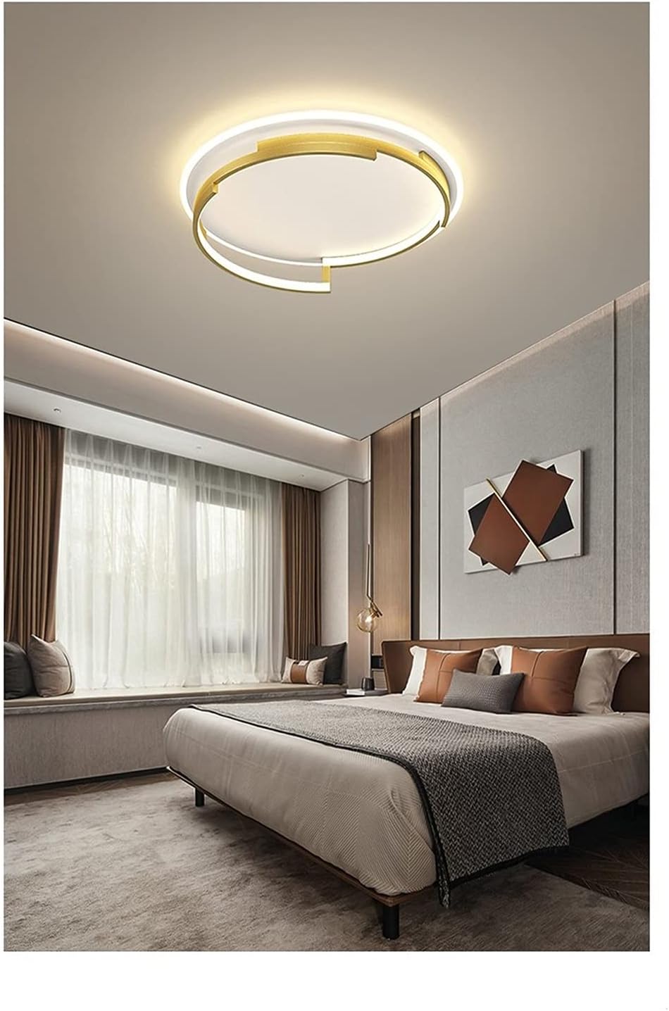 LED Ceiling Light for Bedroom Study Room Luminarias para Teto Led Lights for Home Round Lighting Fixture Modern (Color : Gold, Size : M-50cm)
