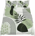 Boho Geometric Cal King Sheet Set 4 Piece Bedding - Farmhouse Green Abstract Stripes Leaves Breathable Comfy Cooling Bed Sheets & Pillowcase Sets, Hotel Luxury Flat Sheets Deep Pockets Fitted Sheet