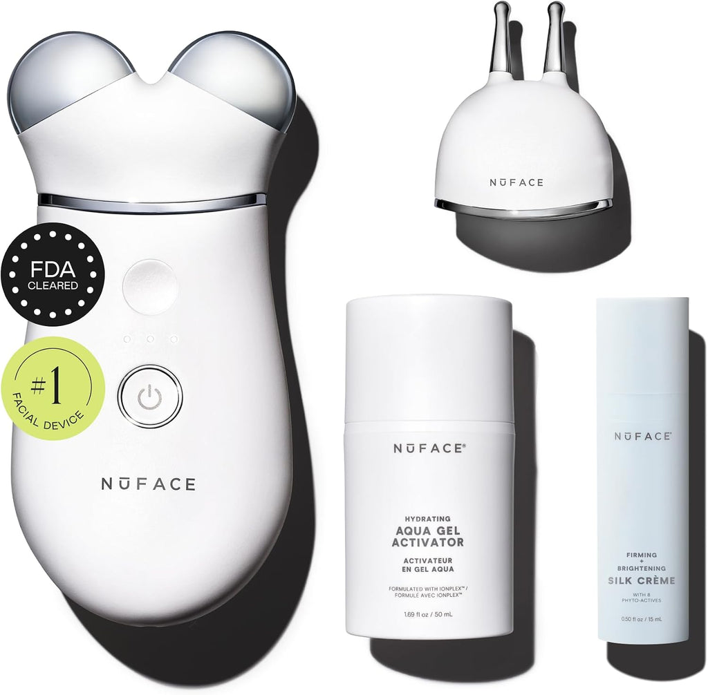 NUFACE Trinity+ Facial Massager + Lip & Eye Attachment - FDA-Cleared Face Sculpting Tool, Targeted Lift, Reduces & Smooths - Microcurrent Facial Device