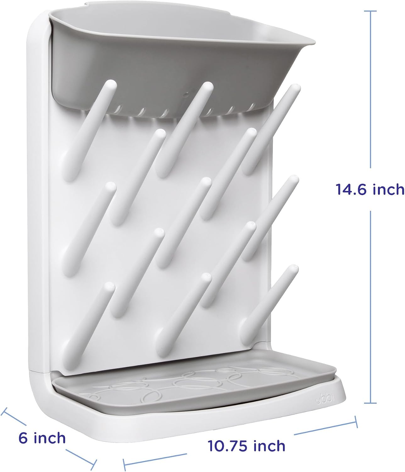 Ubbi Vertical Baby Bottle Drying Rack,Space Saving Countertop Drying Rack Baby Organizer,Gray,(Pack of 6)