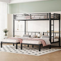 Twin Over Twin & Queen Bunk Bed, with Safety Guardrails,Space-Saving/Noise Reduced,Black (Black + Metal)