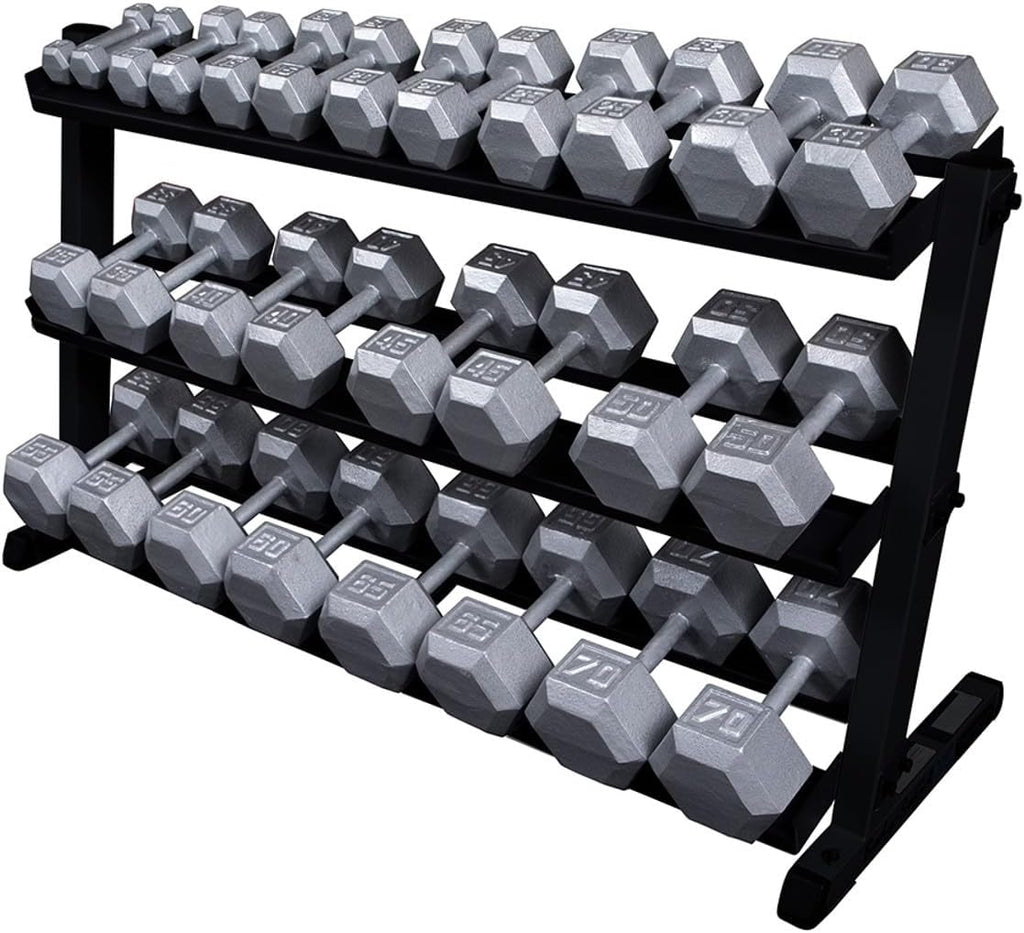Body-Solid (GDR60B) 2-Tier Dumbbell Rack Stand Only, Heavy-Duty Dumbell Weight Storage Racks for Hand Weights, Home Gym Organizer Can Hold 5-50 lbs. Dumbbells
