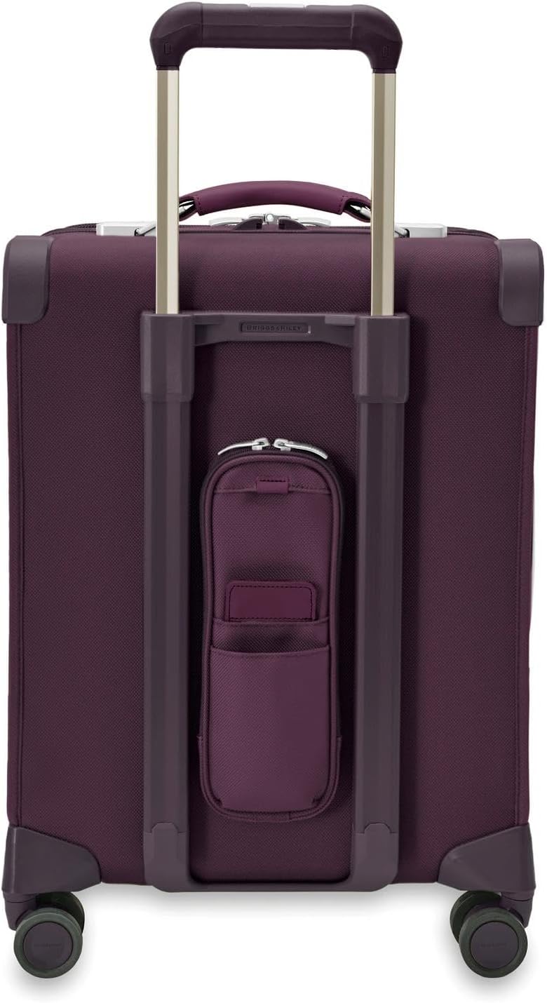 Briggs & Riley 21' Global Carry On Expandable Spinner - Luggage for International Travel, Suitcases with Wheels, Softside Rolling Bag for Men & Women, Self-Repairing Zipper - Baseline Collection, Plum