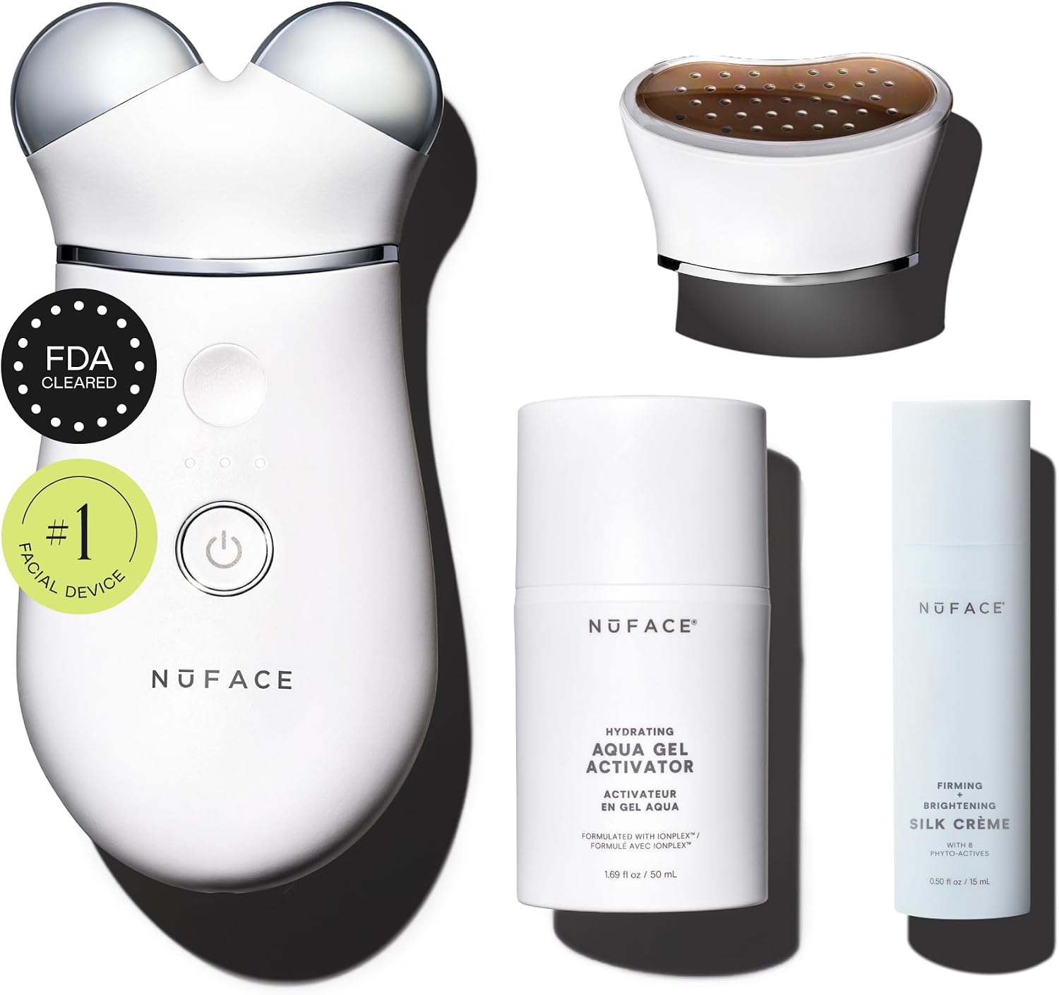 NUFACE Trinity+ Facial Massager + LED Red Light Therapy - Wrinkle Reducer, Skin Tightening & Lifting for Neck, FDA-Cleared - Enhances Radiance, Reduces Fine Lines - Microcurrent Facial Device