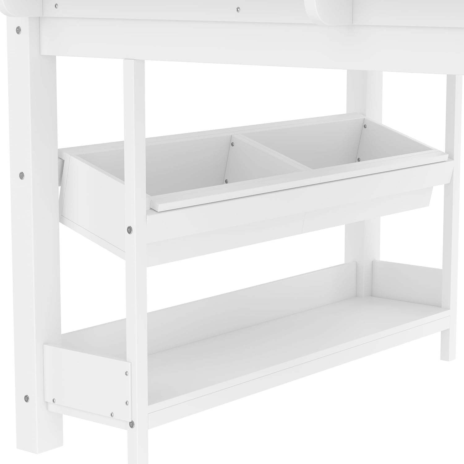 MERITLINE Twin Loft Bed with Desk & Blackboard, Twin Multi-Functional Bed with Storage, All-in-One Study & Play Design, White