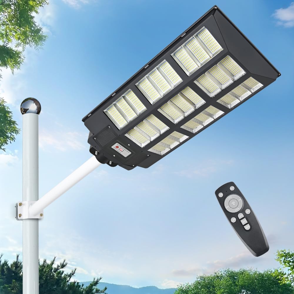 24000W Solar Street Lights Outdoor, 24000 Lumens Dusk to Dawn Motion Sensor Security Flood Light with Remote Control, Wireless, Waterproof, Perfect for Garden,Yard, Street, Parking lot