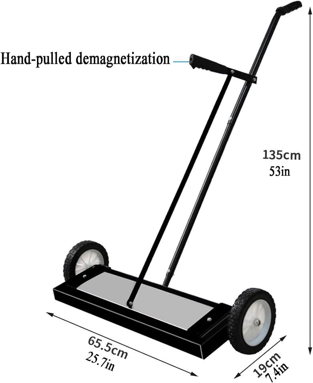 25.7' Rolling Magnetic Sweeper with Wheels, Large Magnet Pickup Lawn Sweeper, 180° No Blind Spots Pick Up, with Telescoping Handle, Can Release Metal Materials, Easy Cleanup of Workshop Garage Yard