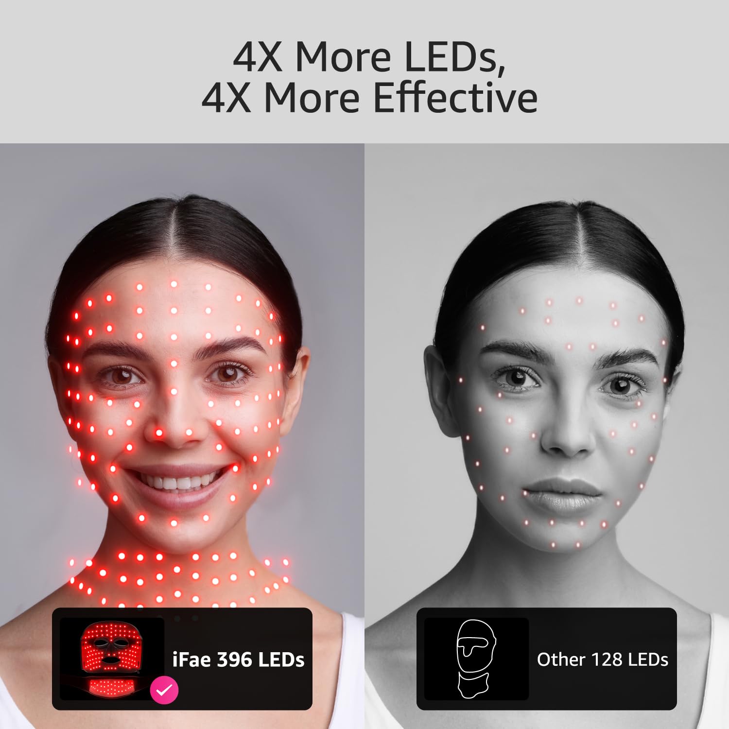 IFAE Red Light Therapy for Face and Neck, Red Light Therapy Mask with 850nm Infrared (NIR) Portable Led Face Mask with Eye Protection and Remote for True Anti-Wrinkles Skincare at Home Black
