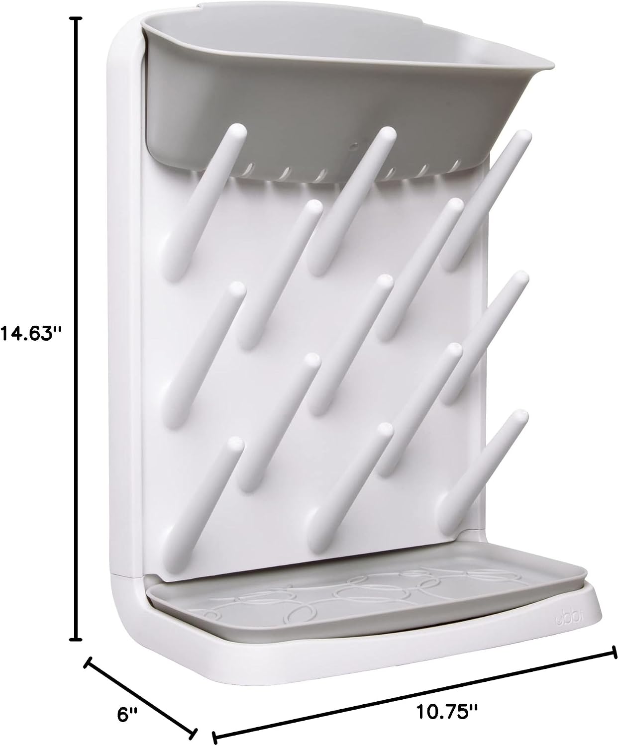 Ubbi Vertical Baby Bottle Drying Rack,Space Saving Countertop Drying Rack Baby Organizer,Gray,(Pack of 6)