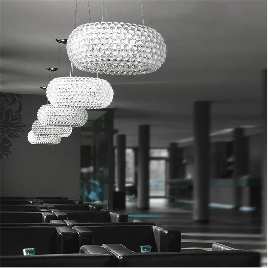 Chandelier, Nordic Foscarini Caboche LED Pendant Light Acrylic Ball Hanging Chandeliers Living Room Restaurant Decor Art Classical Luminaria(Warm,Transparent_Dia 35CM)