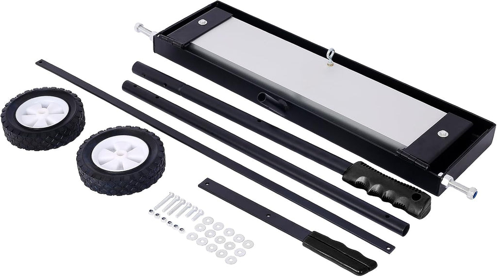 24' Rolling Magnetic Sweeper - 100LB Capacity Heavy Duty Push-Type Magnet Nail Pickup Tool with Quick Release, 6' All-Terrain Wheels for Nails, Screws, Metal Debris in Garage and Lawn